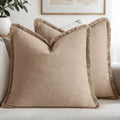 Fringed Boho Cushion Cover with Tassel Detail