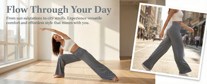 Women’s High Waist Wide Leg Yoga Pants — Tummy Control Flare Leggings