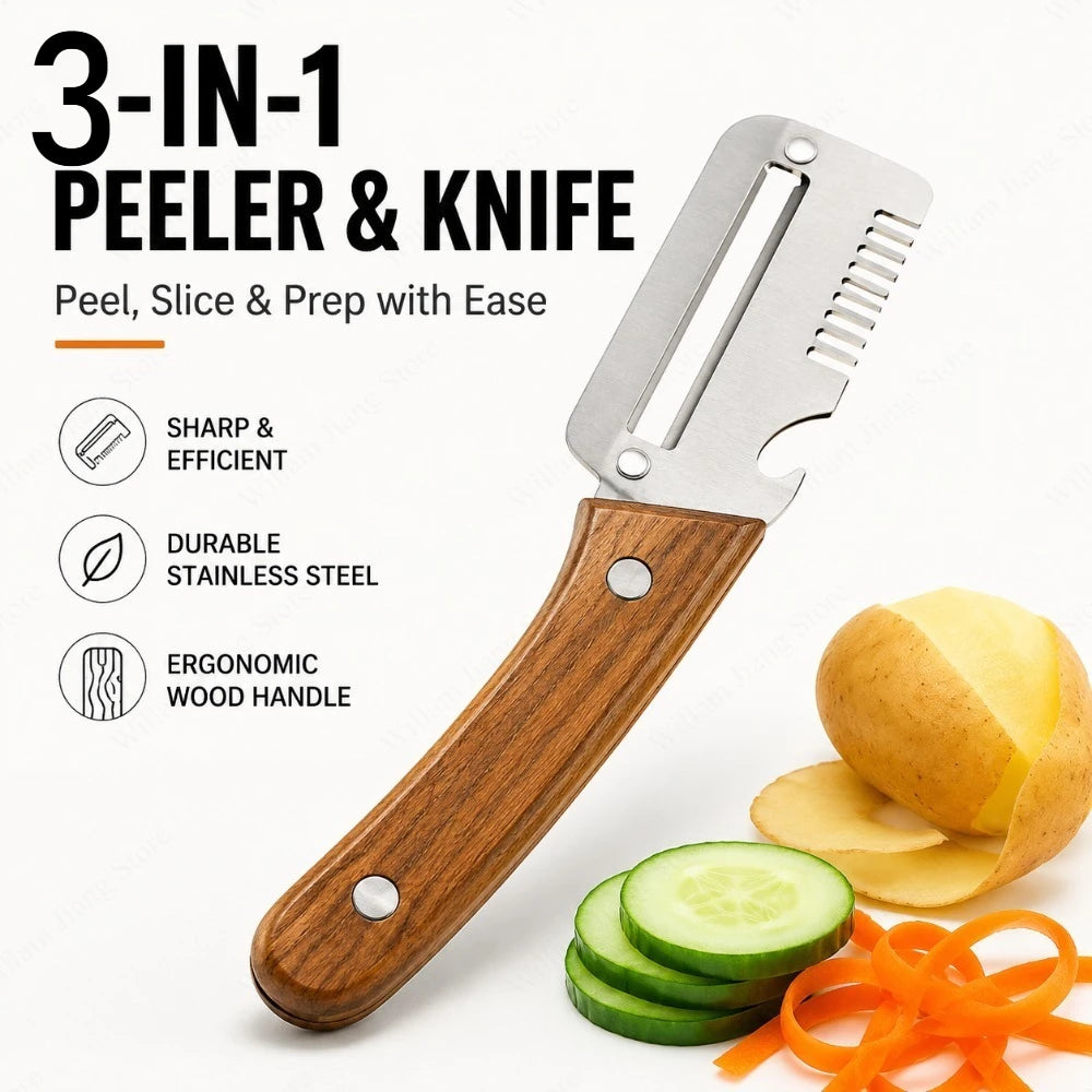 Kitchen Fruit Vegetable Processing Tool Peeler Stainless Steel Paring Knife Ergonomic Handle Portable Gadget for Daily Cooking