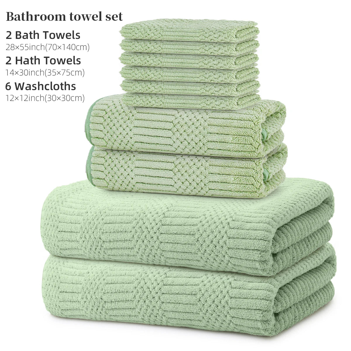 10-Piece Towel Set, 2 Bath Towels + 2 Hand Towels + 6 Face Towels, Coral