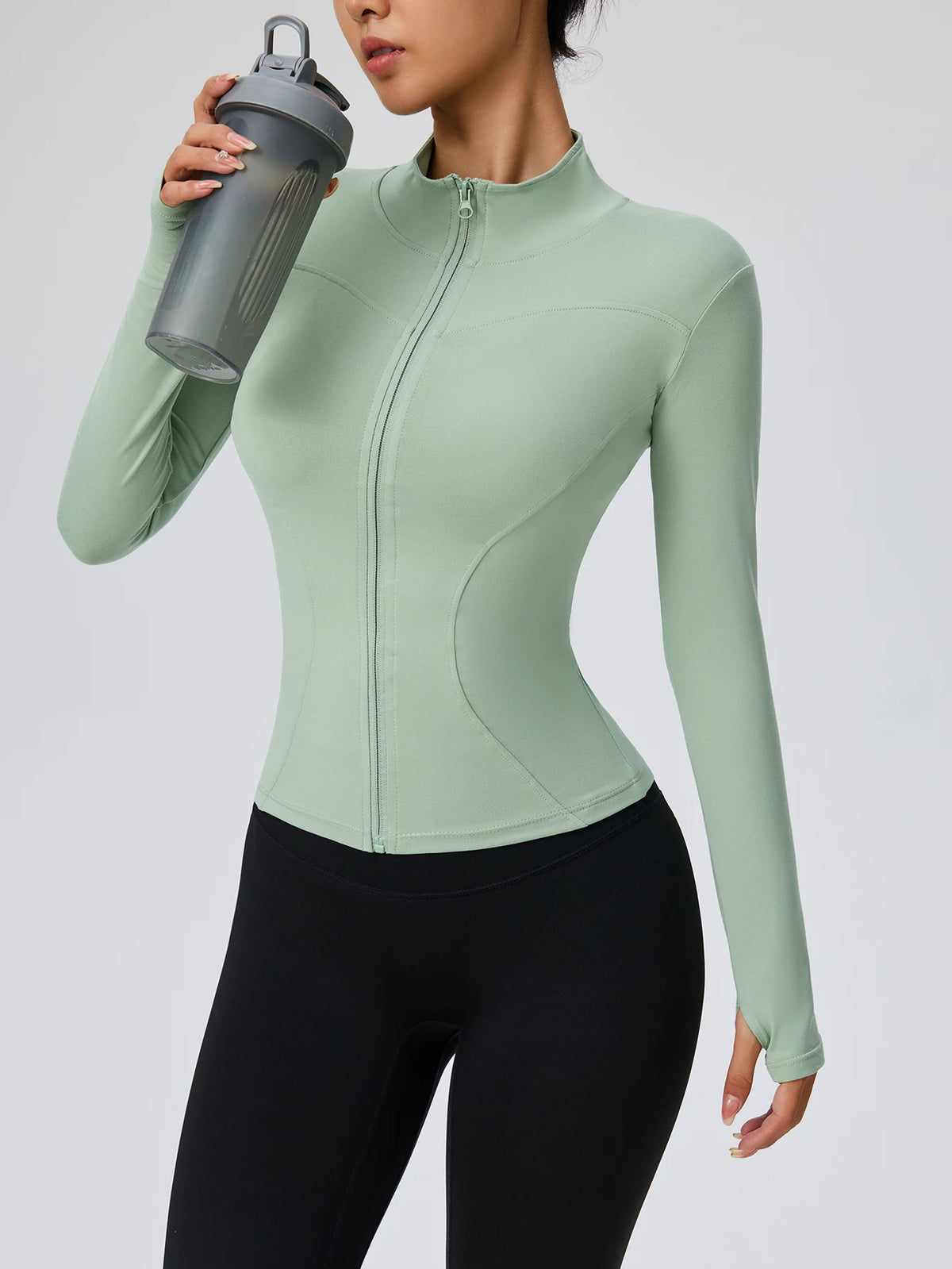 Professional elastic quick-drying sports jacket women's spring and summer yoga top tight slimming running cycling and fitnes