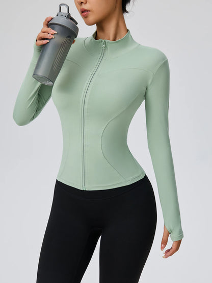 Professional elastic quick-drying sports jacket women's spring and summer yoga top tight slimming running cycling and fitnes