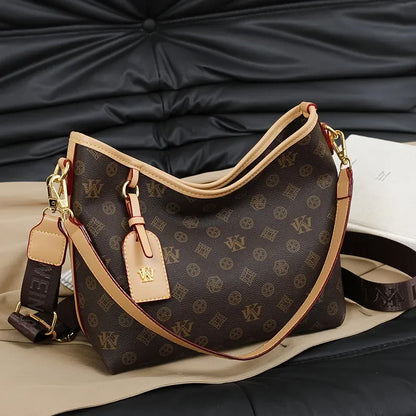 Beige Printed Commuter Tote, Large Capacity