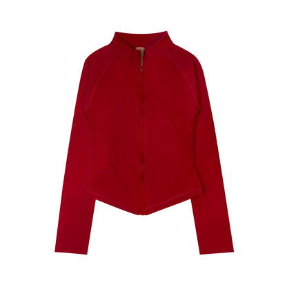 Women’s Zip-Up Sports Jacket — Seamless Long Sleeve Gym Activewear