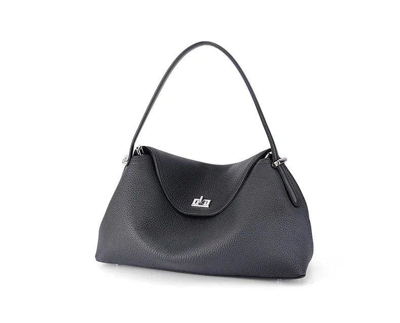 Retro Cowhide Leather Tote, Large Capacity Shopping Bag