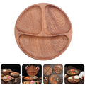 Wooden Dining Plates Portion Control Divided Dishes Household Tableware Luncheon Plates Dinnerware Sets Wood Plates