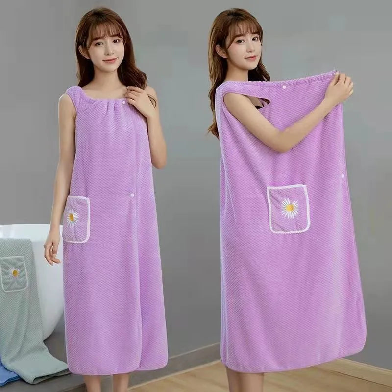 Wearable Bath Wrap Towel, Washable Bathrobe