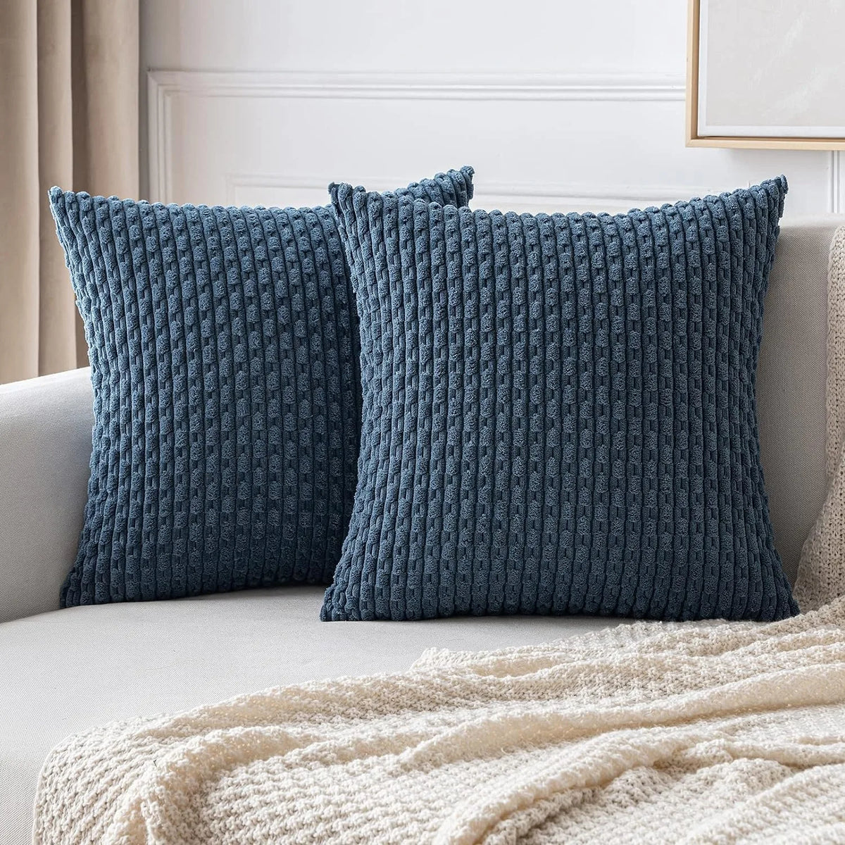 Burnt Orange Striped Corduroy Cushion Cover