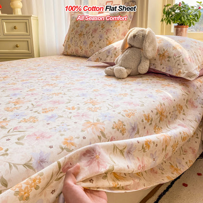 100% Cotton All-Season Flat Sheet, Wrinkle-Resistant