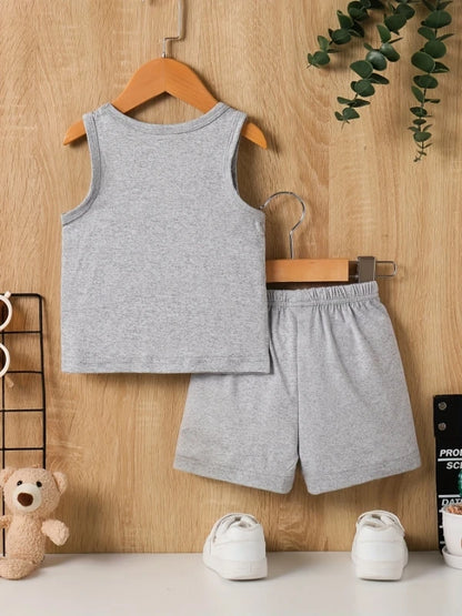 Baby Boys Letter-Print Vest & Shorts 2-Piece Set