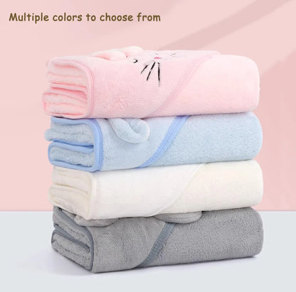 Gray Hooded Coral Fleece Bath Towel Blanket