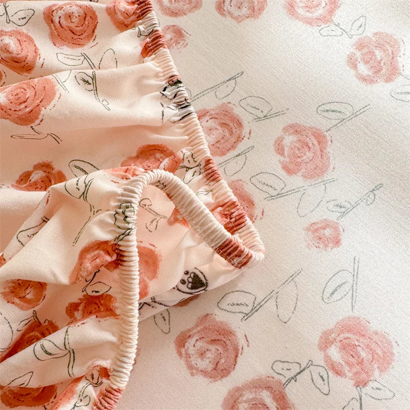 Floral Washed Cotton Fitted Sheet | Single-King