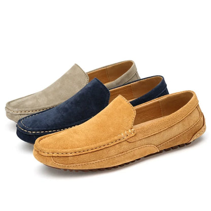 Men's Suede Leather Loafers | Lightweight Luxury Moccasins Handmade Slip-On