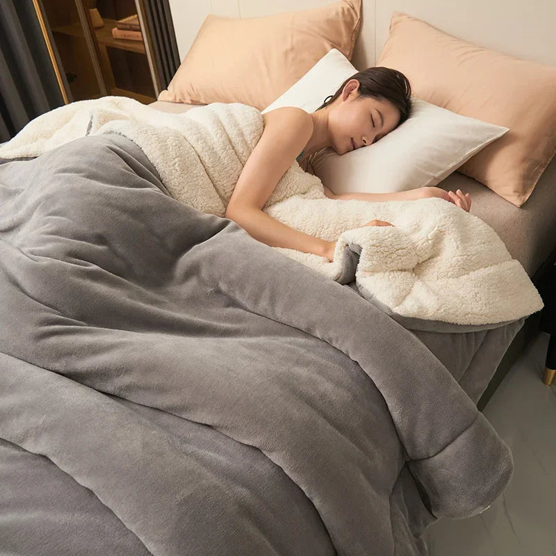 Plush Thick Warm Winter Blanket Double Layer Milk Fleece Flannel Soft Bed Blankets for Sofa Single Couple Flurry Bedspread