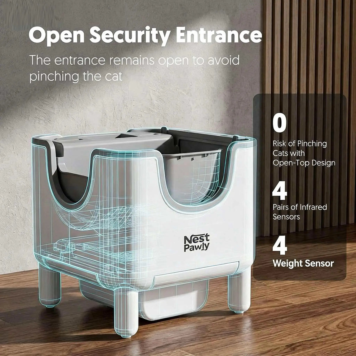 Self-Cleaning Automatic Cat Litter Box, Open Top