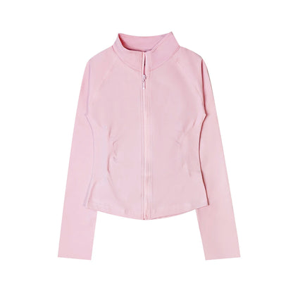 Women’s Zip-Up Sports Jacket — Seamless Long Sleeve Gym Activewear