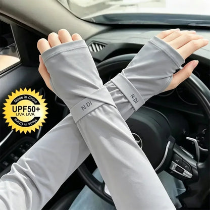 1 Pair Mens Ice Arm Sleeves Sunscreen Elastic Driving Gloves Outdoor UV Protection Arm Cover Sleeves Lightweight Cool Muff New