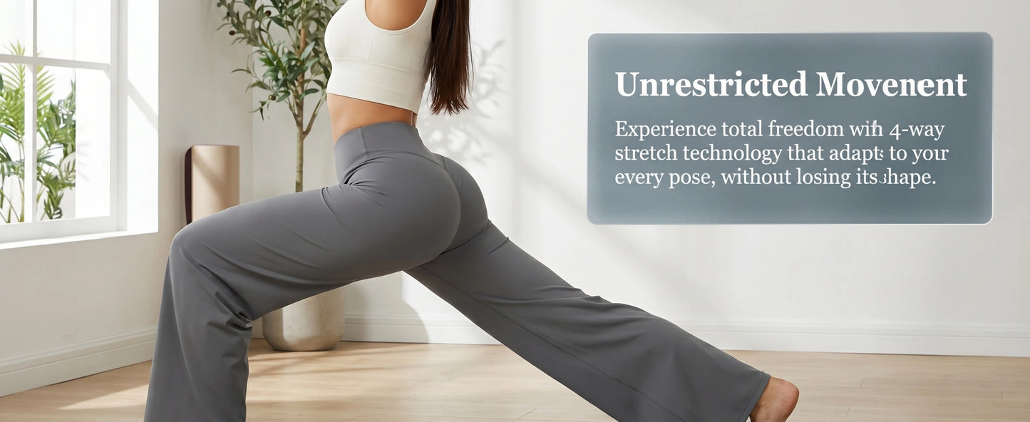 Women’s High Waist Wide Leg Yoga Pants — Tummy Control Flare Leggings