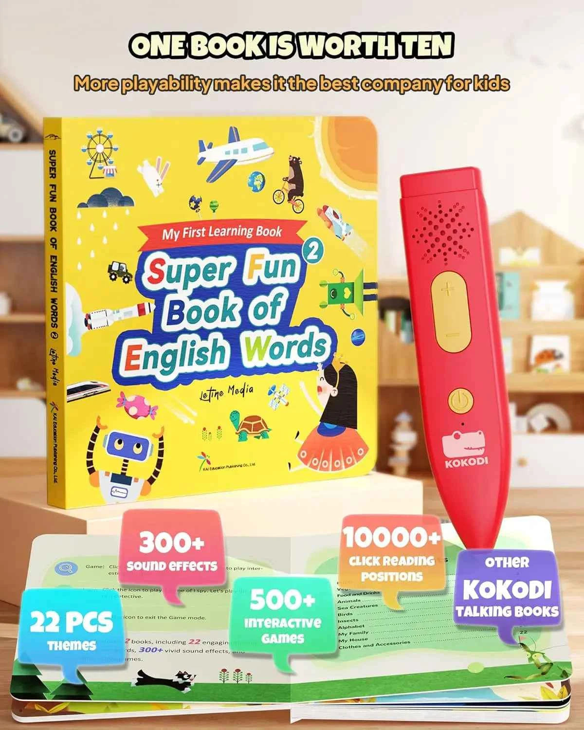 Talking Pen Books Sets, Interactive Audio Sound Books Kids Learning Electronic Toys for Boys Girls, Autism Sensory Games