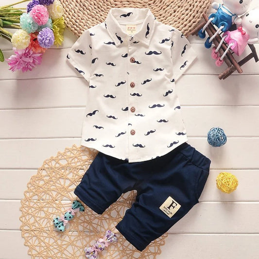 Printed Short-Sleeve Shirt & Shorts Suit for Boys