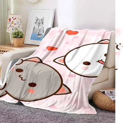 Cute Bubu and Dudu Series Blanket Cartoon Print Kids Warm Flannel Soft Comfortable Home Travel Blanket Bed Blanket Birthday Gift