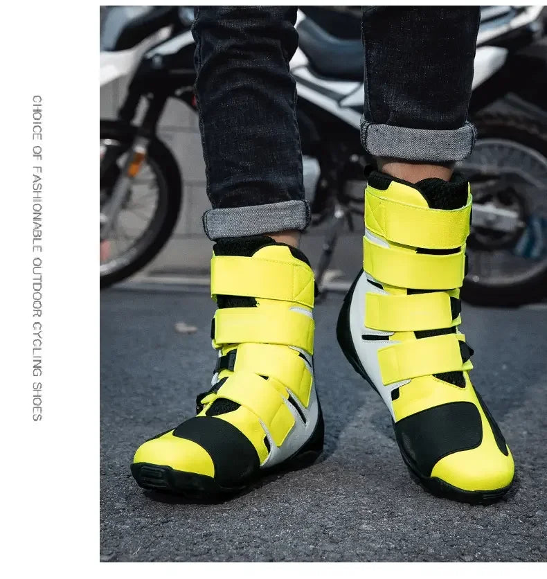 New Waterproof Men's Dirt Bike Shoes Men's Motorcycle Boots New Comfortable Leather Protective Boots Anti-slip Wear-resistant