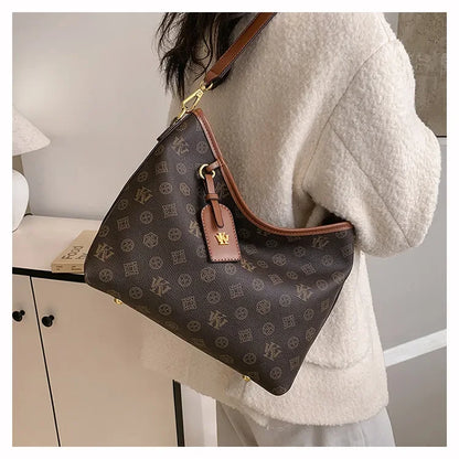 Beige Printed Commuter Tote, Large Capacity
