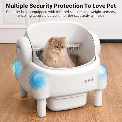 Open-Top Self-Cleaning Cat Litter Box — 15L Bin, APP Control & 7-Sensor Safety for Multi-Cats