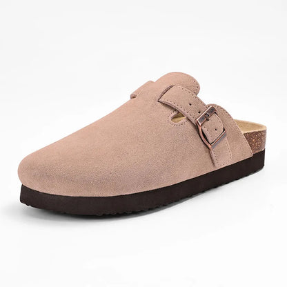 Men’s Suede Clogs — Soft Leather Cork Sandals with Arch Support