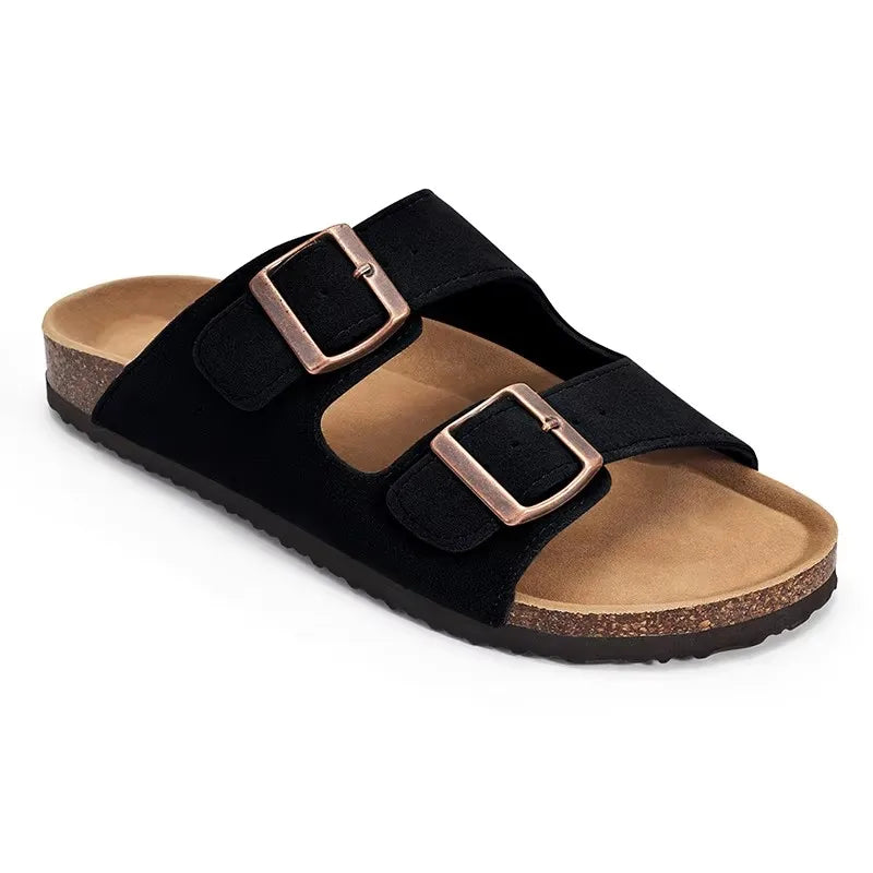 Men’s Suede Clogs — Soft Leather Cork Sandals with Arch Support