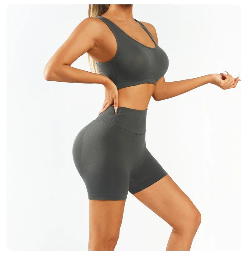 Women’s 2-Piece Workout Set — High Waist Seamless Leggings & Sports Bra