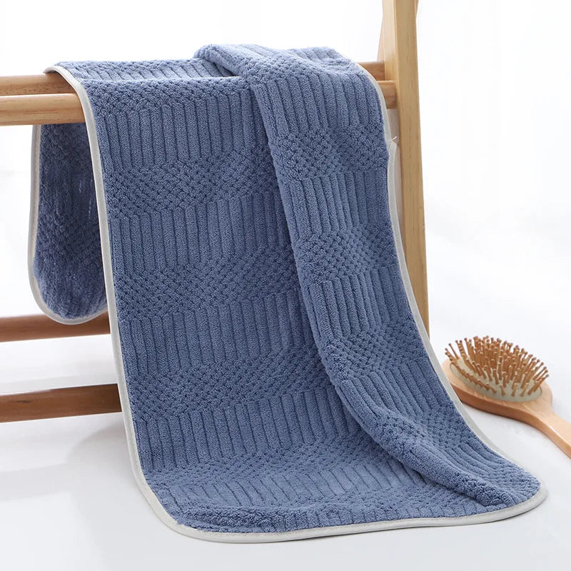 5-Piece Coral Fleece Lucky Grid Towel Set — Quick-Drying