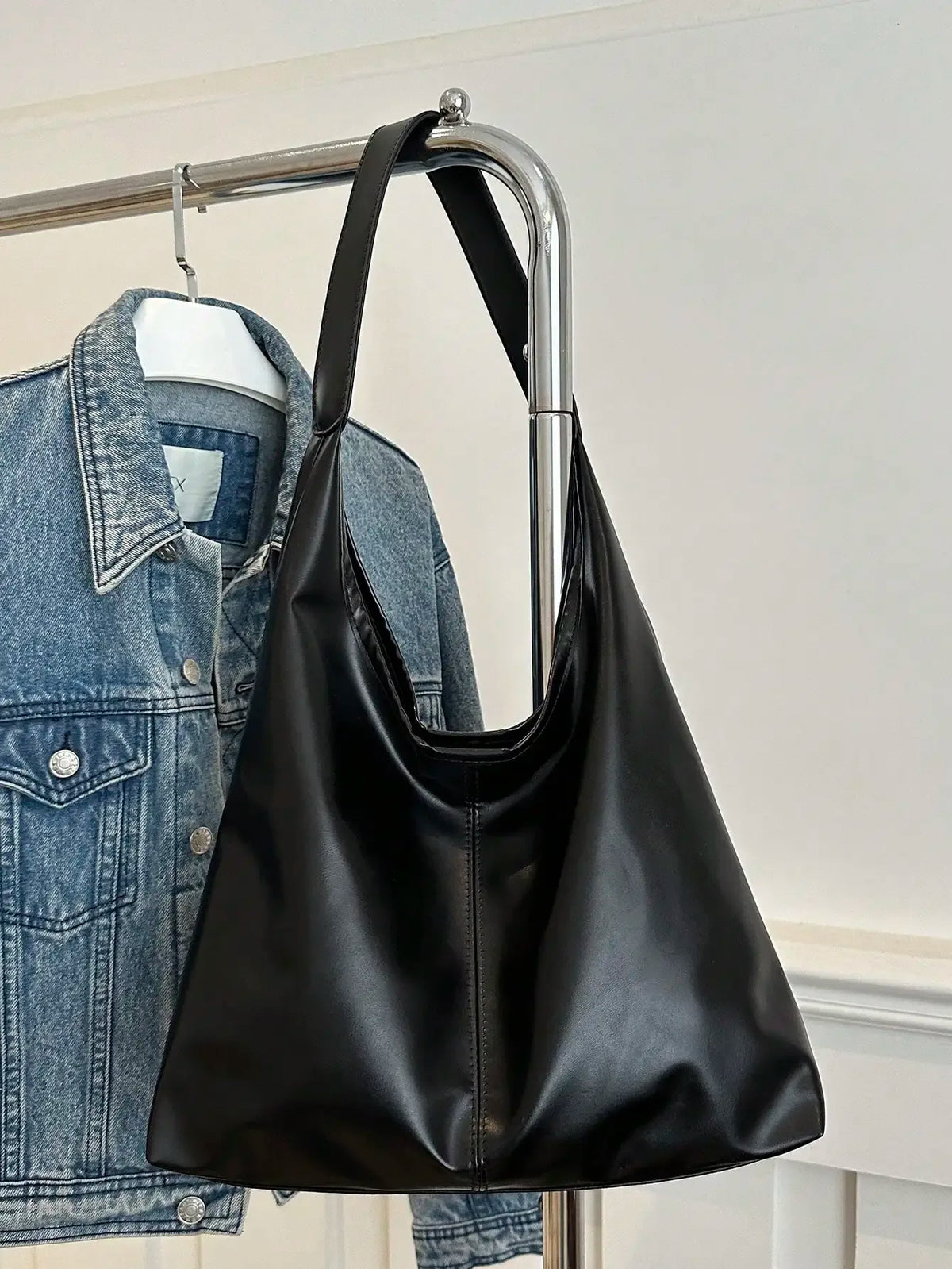 Large Capacity Solid Color Shoulder & Tote Bag