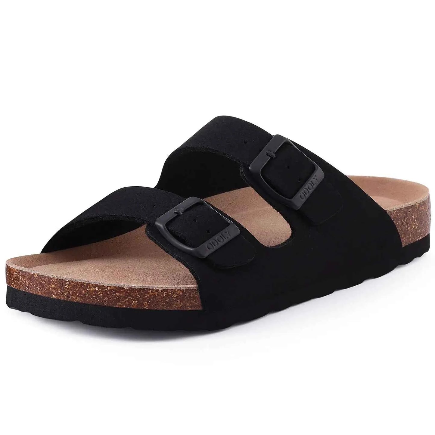 SmilePoP Fashion Men Cork Sandals Summer Men Beach Sandals With Adjustable Buckle Outdoor Nonslip Men Flat Sandals Slip On Slide