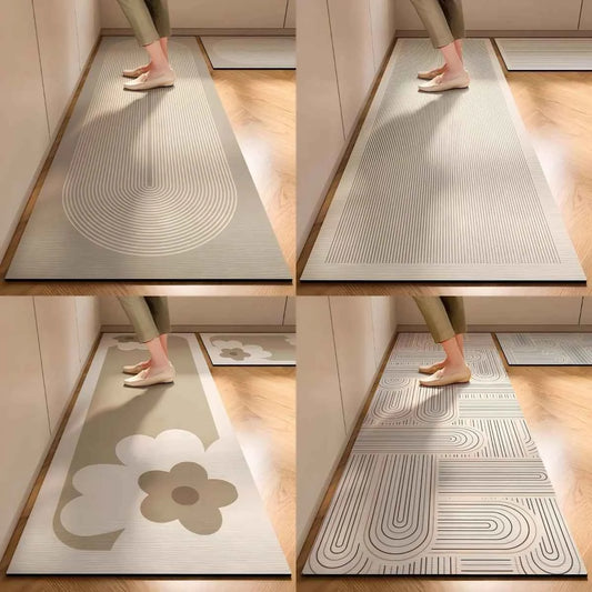 VIKAMA Germany Wabi-sabi Style Kitchen Mats Non-slip Anti-oil Wipe Washable Diatomite Absorbent Mats Waterproof Foot Mats