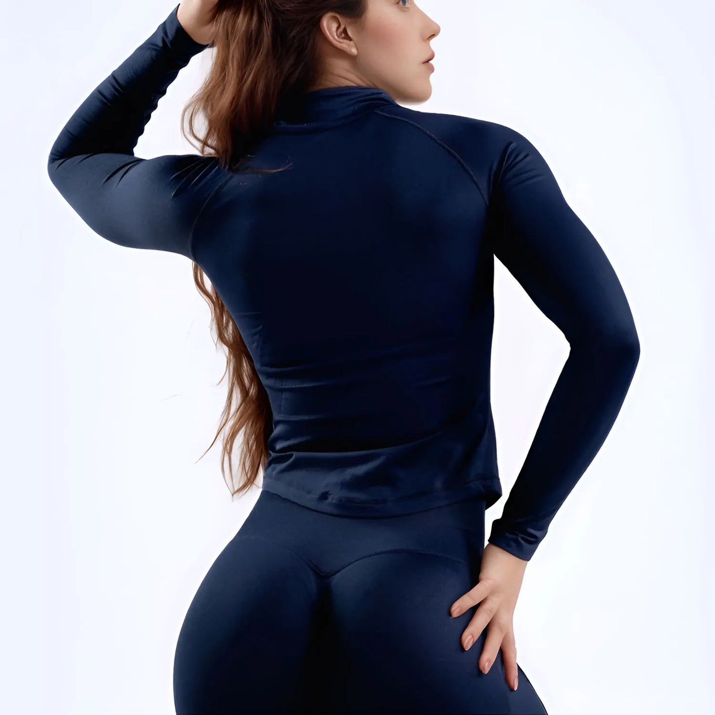 Women’s Zip-Up Sports Jacket — Seamless Long Sleeve Gym Activewear