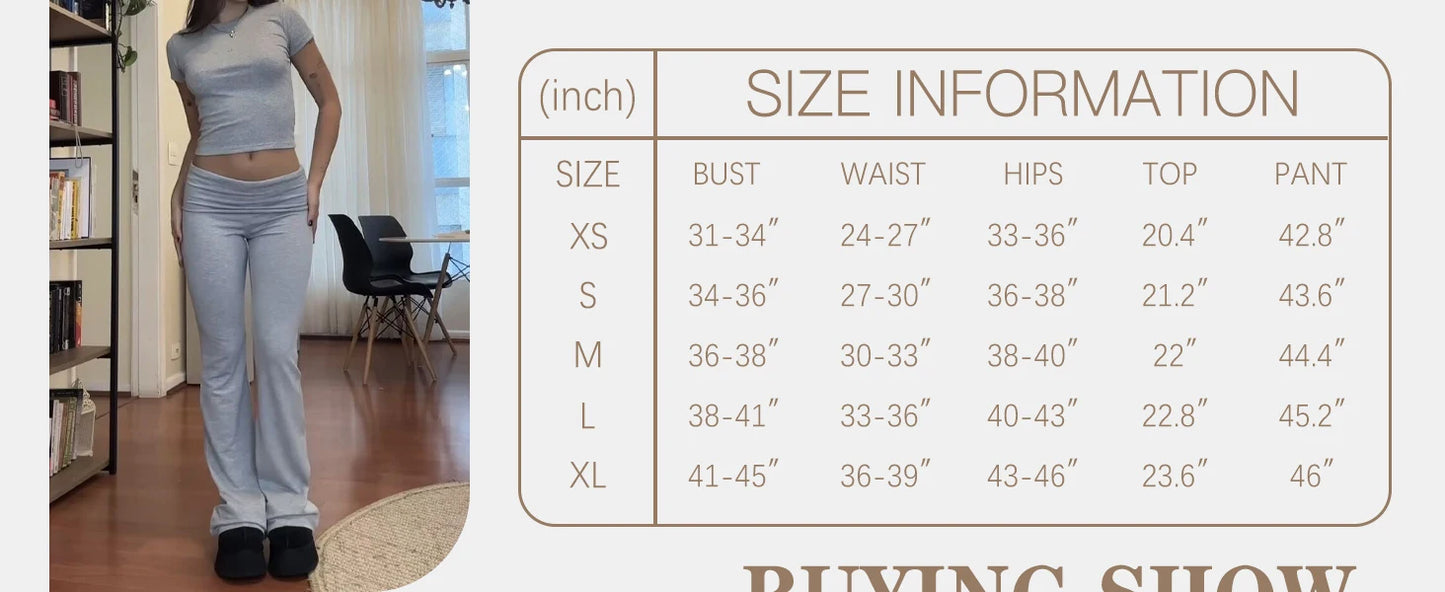 Women’s 2-Piece Short Sleeve Yoga Set — Flared Trousers & Crop Top