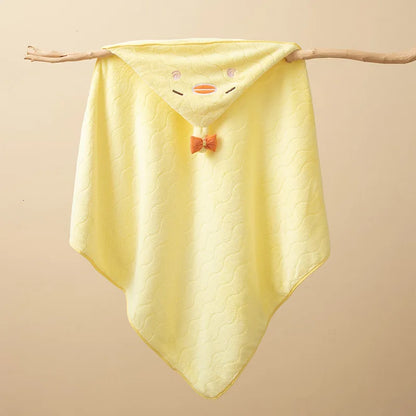 Gray Hooded Coral Fleece Bath Towel Blanket