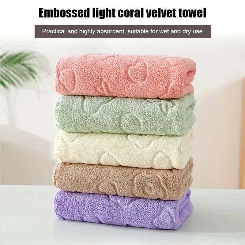 5-Piece Coral Fleece Face Towels — Cute Design, Quick-Drying