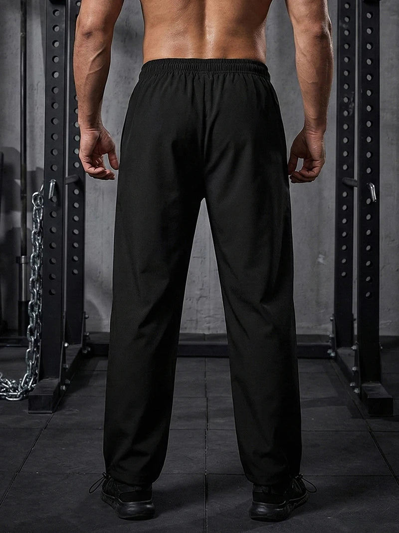 Men's Trendy Sporty Pants with Lines Gym Workout Running Trousers with Side Pockets Athletic Quick-Dry Breathable Sweatpants
