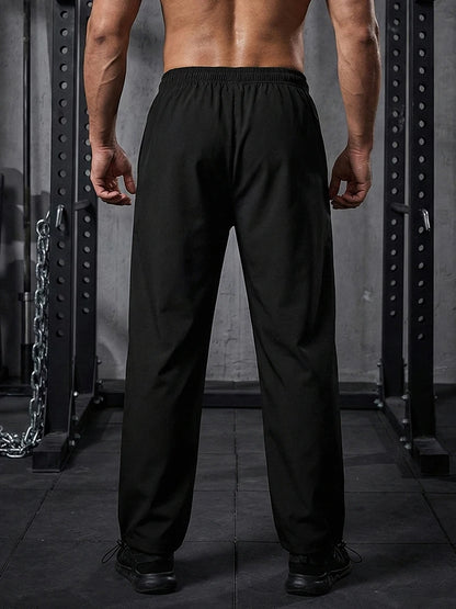 Men's Trendy Sporty Pants with Lines Gym Workout Running Trousers with Side Pockets Athletic Quick-Dry Breathable Sweatpants