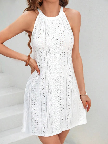 Women's Lace Splice Hanging Neck Dress — Elegant Feminine Casual Comfort Dress