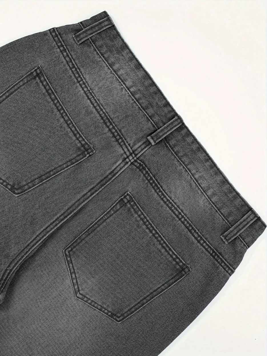 Men's Anime Star Patched Casual Jeans — Cotton Blend Mid-Waist Zipper Fly Streetwear
