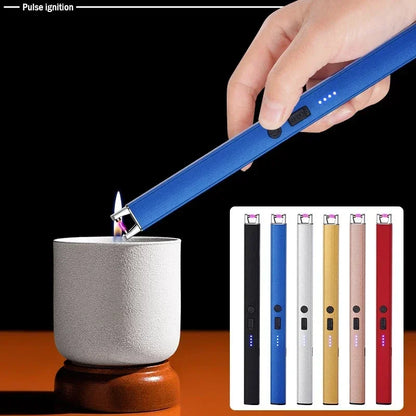 Windproof USB Electric Lighter with Safety Lock & LED Battery Display