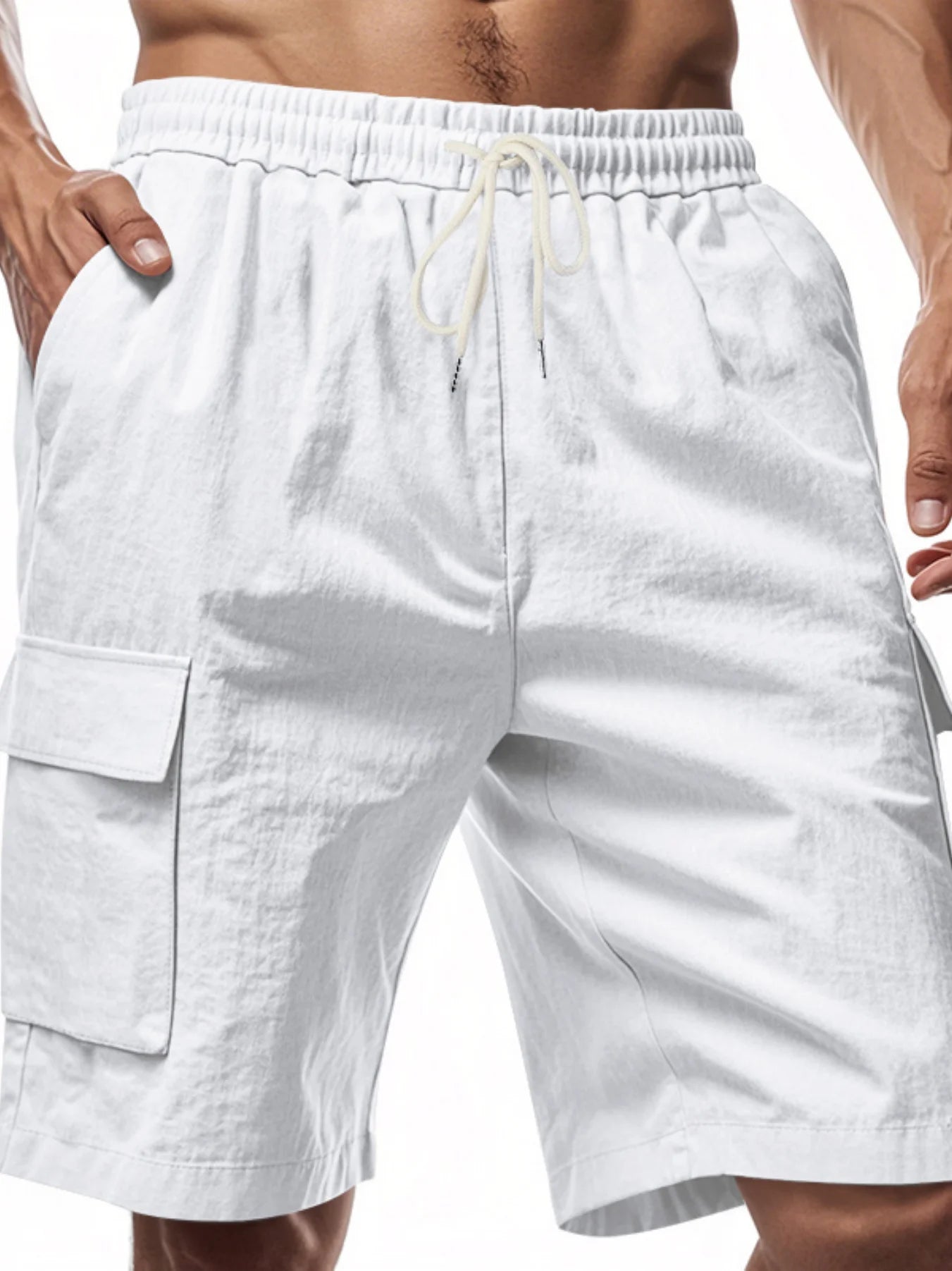 Men's Linen Drawstring Elastic Waist Work Pants — Breathable Casual All-Match Trousers