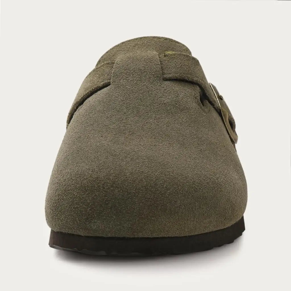 Men’s Suede Clogs — Soft Leather Cork Sandals with Arch Support