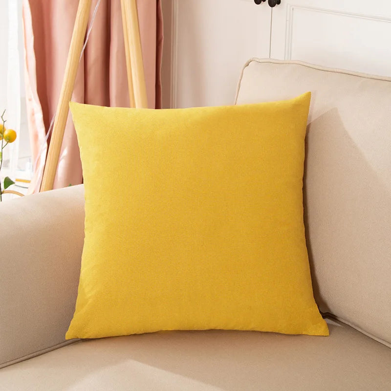 Solid-Color Cotton-Linen Cushion Cover