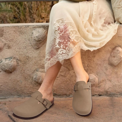 Men’s Suede Clogs — Soft Leather Cork Sandals with Arch Support