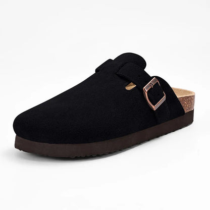 Men’s Suede Clogs — Soft Leather Cork Sandals with Arch Support