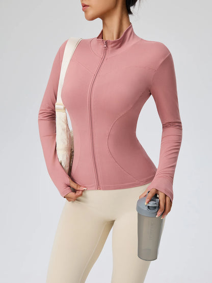 Professional elastic quick-drying sports jacket women's spring and summer yoga top tight slimming running cycling and fitnes